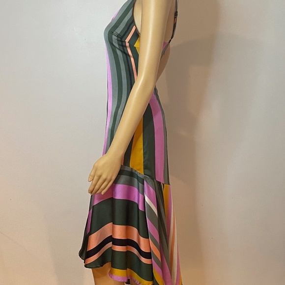 Midi ruffled striped spaghetti strap sheath flare! - Picture 7 of 12